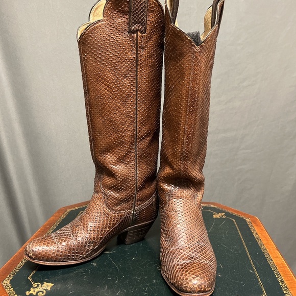 Vintage snakeskin Justin boots cowboy boots cowgirl snake boots - Picture 1 of 8